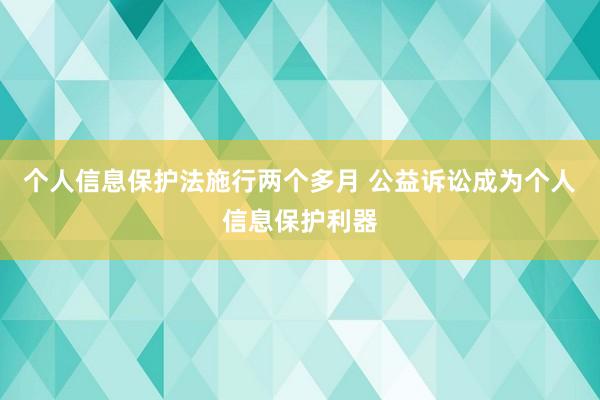 个人信息保护法施行两个多月 公益诉讼成为个人信息保护利器