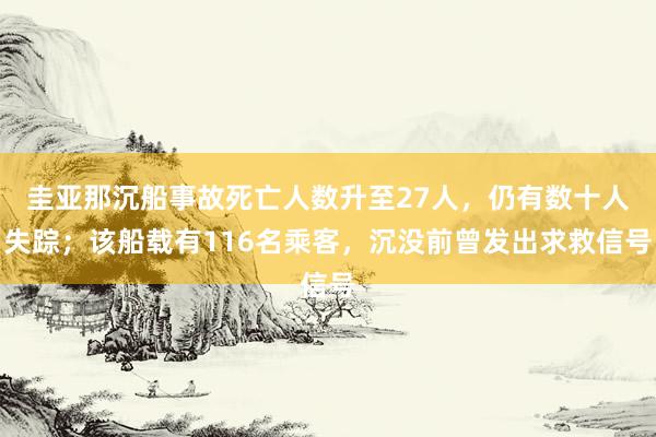 圭亚那沉船事故死亡人数升至27人，仍有数十人失踪；该船载有116名乘客，沉没前曾发出求救信号